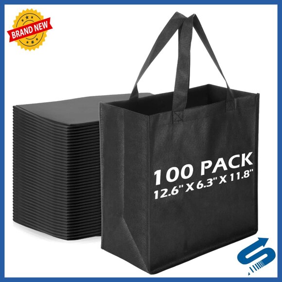 Reusable Non-Woven Tote Bags Set Blank Design Foldable Portable Multi-Use